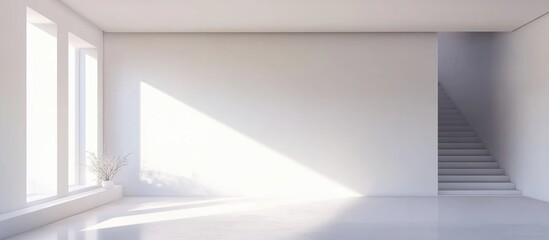 Obraz premium Minimalist white room interior rendered in 3D