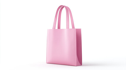blank pink tote bag mockup on white background