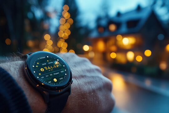 Smartwatch processing a voice-activated payment, user speaking to the device, with seamless confirmation - Powered by Adobe