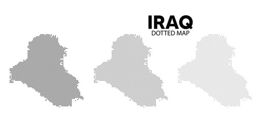 Fototapeta premium set of Iraq Dotted map on white isolated