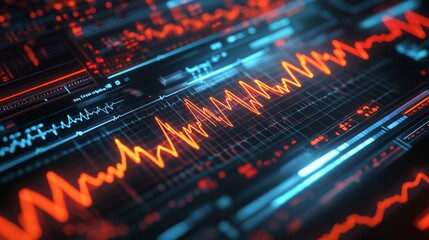 Obraz premium A high-resolution image of an ECG monitor showing real-time heart rate waves, with an emphasis on the digital interface and waveform clarity.