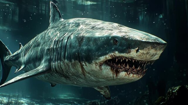 white shark, huge shark with big teeth, scary shark