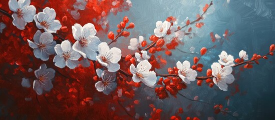 Close up painting of blossoms in spring outdoors