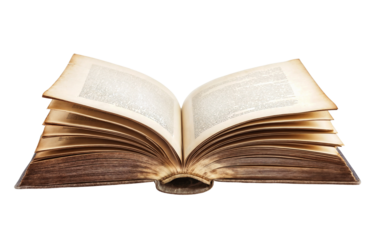 Open book isolated on transparent background, cut-out png