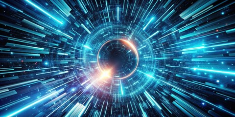Fototapeta premium Futuristic Abstract Flight Through Glowing Hyperspace Loophole Background