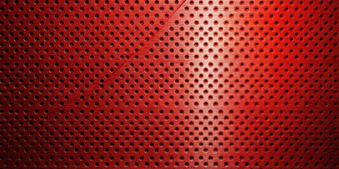 Obraz premium Red Brushed Metal Texture with Scratched Perforated Surface for Industrial Backgrounds