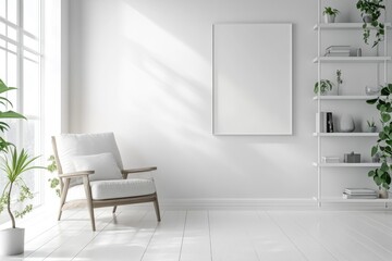 Modern Living Room Interior with Stylish Armchair and Elegant Shelves