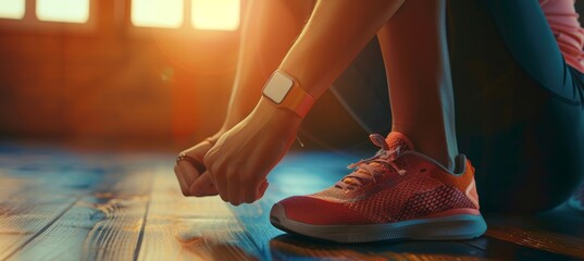 Individual utilizing a modern fitness tracker while engaged in an exercise session