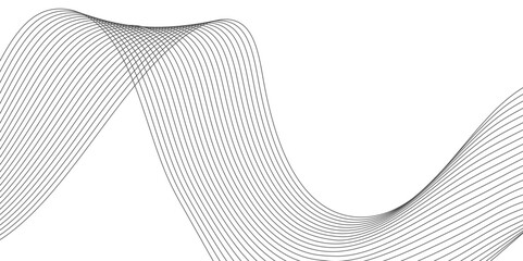 innovation wave line background with smooth shape and black white color. Beautiful waving line in white background color. Horizontal banner template. Abstract smoke template