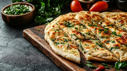 A Gözleme. The most popular Turkish dishes. Thin, savory Turkish flatbread stuffed with fillings like cheese, spinach, meat, or potatoes, cooked on a griddle.