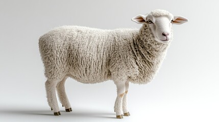 Obraz premium The sheep exhibits its soft wool while posing in a serene indoor space, radiating calm