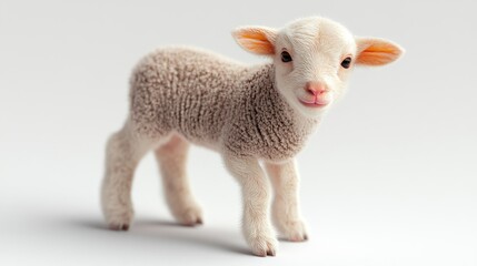 Obraz premium A young lamb with fluffy fur playfully poses, radiating innocence and charm