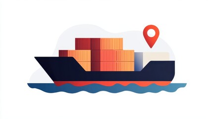 Obraz premium Cargo ship with containers on sea.