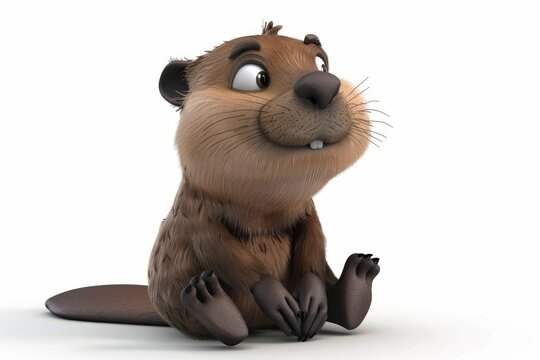 Cute cartoon beaver illustration with cheeky expression - Powered by Adobe