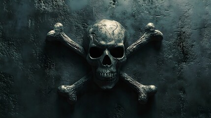 Dark Skull and Crossbones Symbol, ominous, danger, warning, death