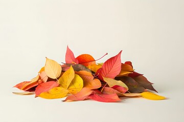 Autumn Leaves Pile on Neutral Background, nature, seasonal, orange, yellow