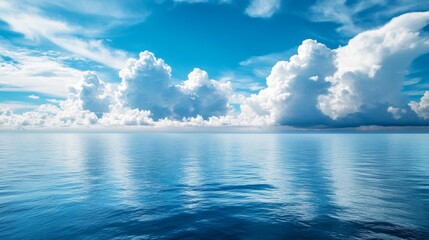 Obraz premium Calm weather on sea or ocean with clouds. 
