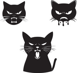 Cat angry crying black silhouette vector 