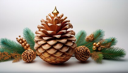 Here is the image of the fancy Christmas pine cone ornament for 2025 on a white background 