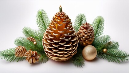 Fototapeta premium Here is the image of the fancy Christmas pine cone ornament for 2025 on a white background 