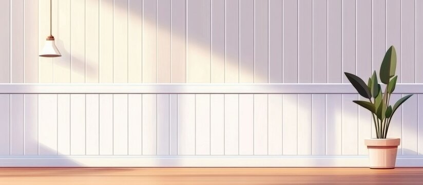 Interior Hallway With White Board And Batten Wall Paneling