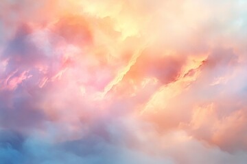 Fototapeta premium A serene view of soft, pastel clouds in a tranquil sky, evoking peace and calmness for artistic and creative projects.