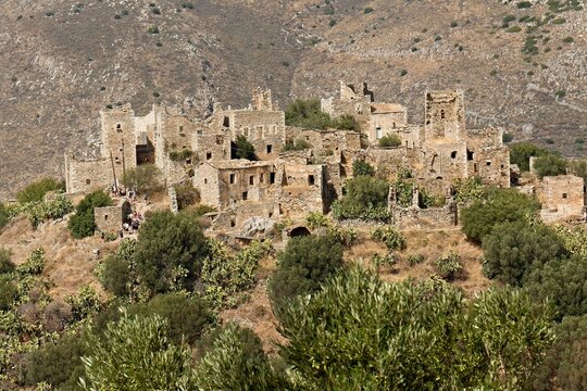 View of the historic Vatheia village on the Mani Peninsula. Laconia, Peloponnese. Greece.