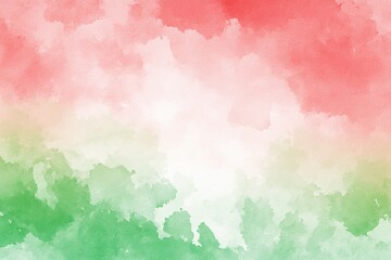 Fototapeta premium A vibrant watercolor background featuring soft red, white, and green hues, perfect for artistic designs or festive themes.