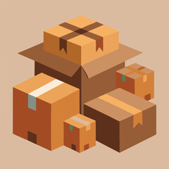 cardboard boxes on a white background