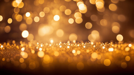 Blur bookeh gold lights or flashes on a brown color background