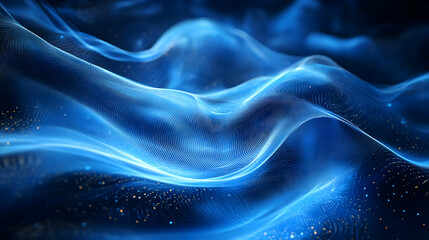 Fototapeta premium A mesmerizing blue wave pattern, showcasing flowing lines and sparkling elements that evoke a sense of tranquility and fluidity.