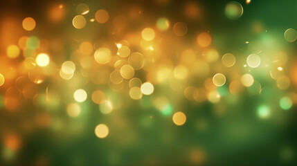 Obraz premium Blur bookeh gold lights or flashes on a green color background