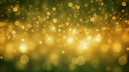 Obraz premium Blur bookeh gold lights or flashes on a olive green color background
