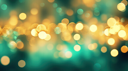 Obraz premium Blur bookeh gold lights or flashes on a aqua color background