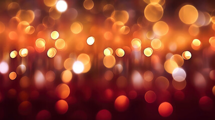 Blur bookeh gold lights or flashes on a dark maroon color background