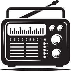 Vintage radio silhouette vector illustration isolated on a white background