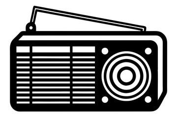 Vintage radio silhouette isolated on white background. Radio icon vector illustration design.