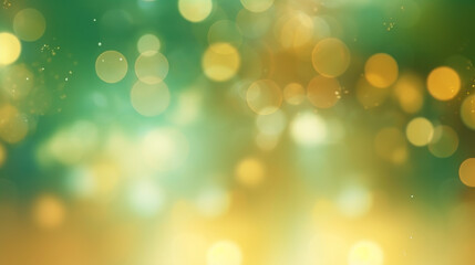 Blur bookeh gold lights or flashes on a light green color background