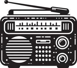 Vintage radio silhouette vector illustration isolated on a white background
