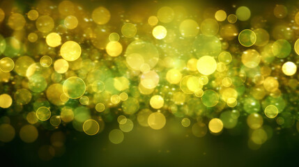 Blur bookeh gold lights or flashes on a vivid lime color background