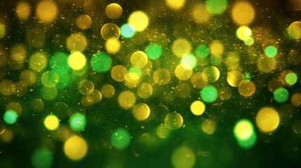 Obraz premium Blur bookeh gold lights or flashes on a vivid green color background