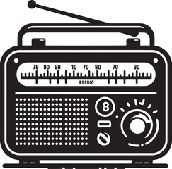 Vintage radio silhouette vector illustration isolated on a white background