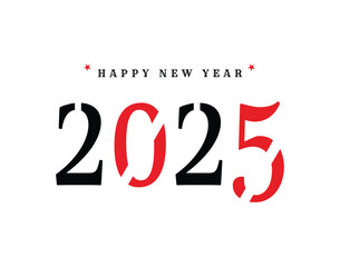 Happy New Year 2025 Text Typography Design Element design 