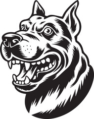 Edgy Black and White Angry Dog Icon – Powerful Graphic Design.
