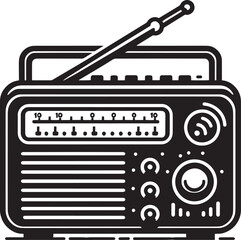 Vintage radio silhouette vector illustration isolated on a white background