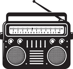 Vintage radio silhouette vector illustration isolated on a white background