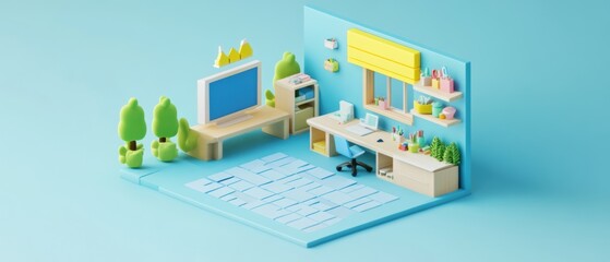 Obraz premium Colorful Modern Home Office Interior Design