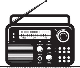 Vintage radio silhouette vector illustration isolated on a white background
