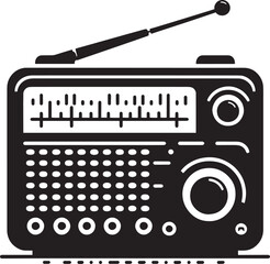 Vintage radio silhouette vector illustration isolated on a white background