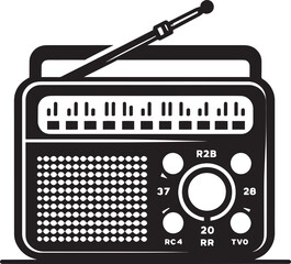 Vintage radio silhouette vector illustration isolated on a white background